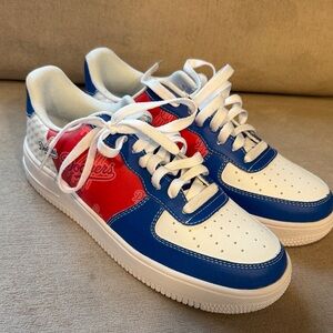 Af1 style dodger shoes Red and Blue Sneakers with White Accents